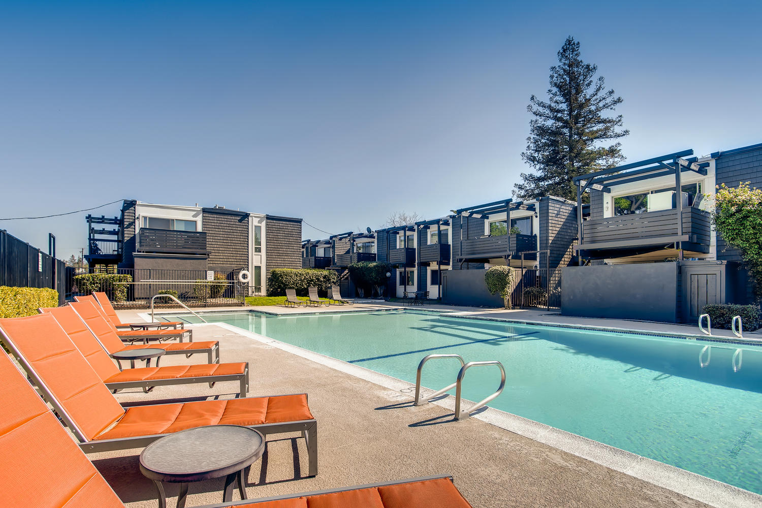 Pool with deck seating