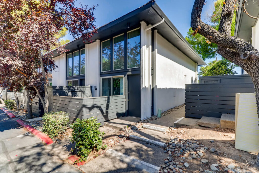 Exterior view of patio with privacy fence