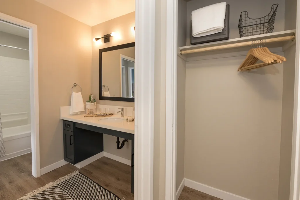 closet and bathroom